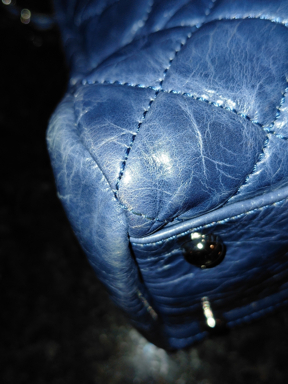 Chanel Navy Glazed Quilted Leather Just Mademoiselle Bowler Satchel Bag VGC! - Picture 7 of 16